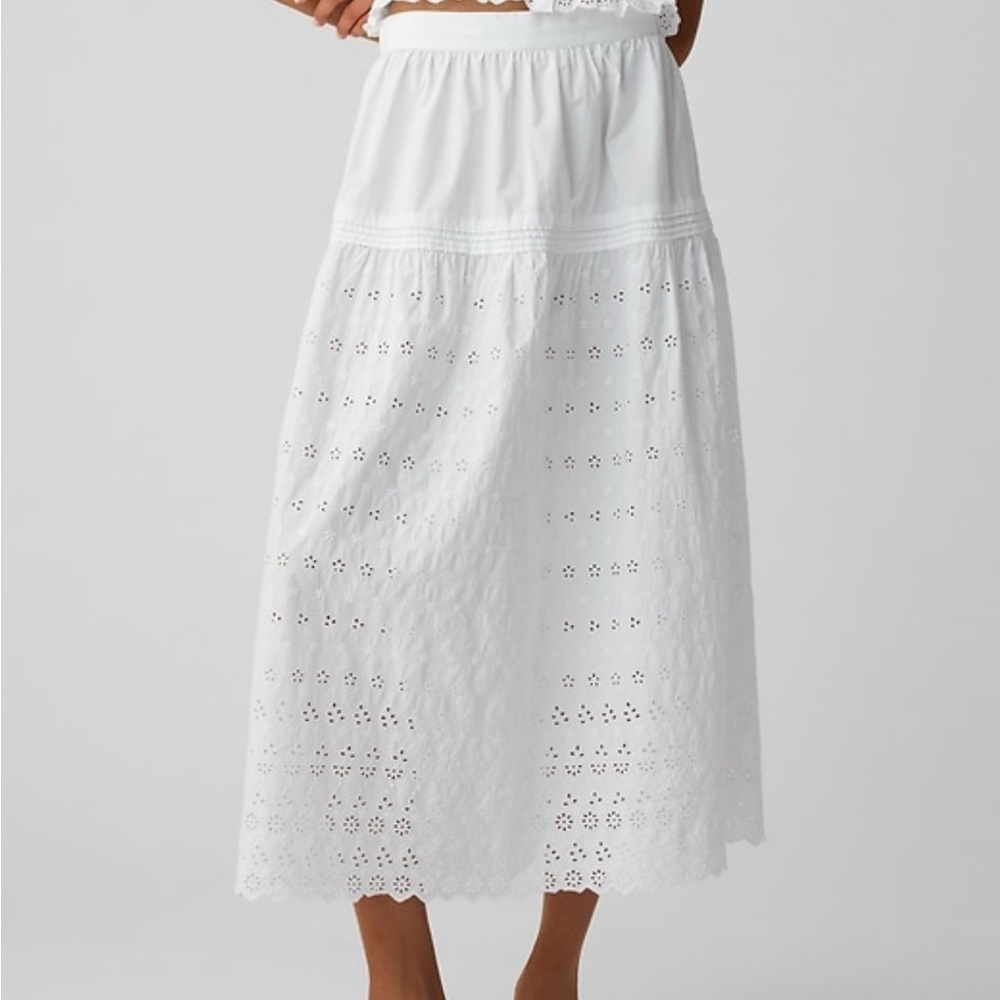 Gap x Doen “Sebastian Style” White Eyelet Tiered Midi A-Line Skirt * Sold Out*